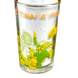 Warner Brothers Sylvester Tweety Juice Glass I Tawt I Taw A Puddy Tat (FJML)